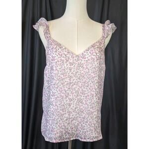 Cami NYC Cara Chiffon Confetti Pink Floral Silk Blend Top New Small